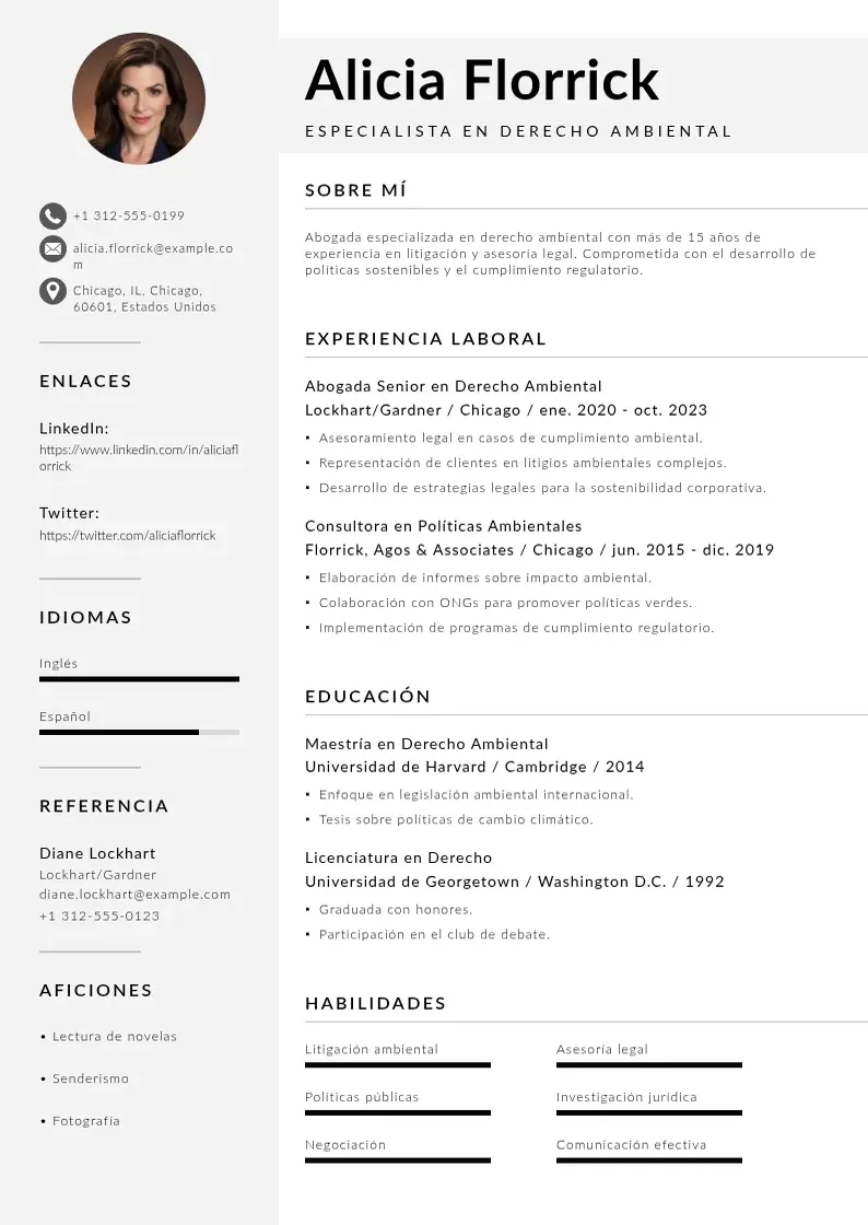 two column especialista-en-derecho-ambiental resume example