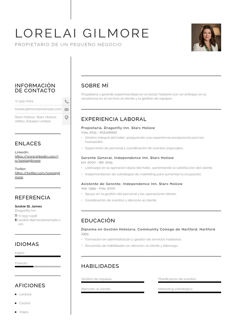 two column cv-propietario-de-un-pequeno-negocio resume example