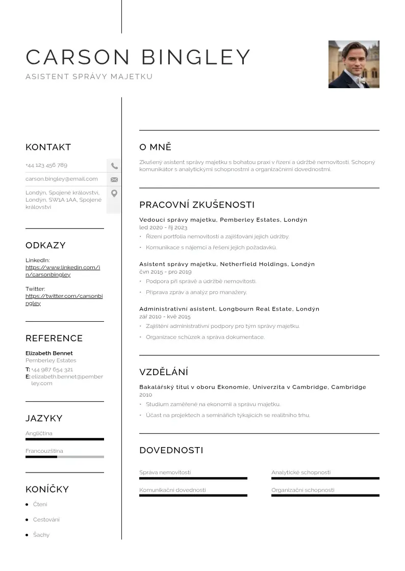 Vienkārša Asistent spravy majetku zivotopis CV piemērs