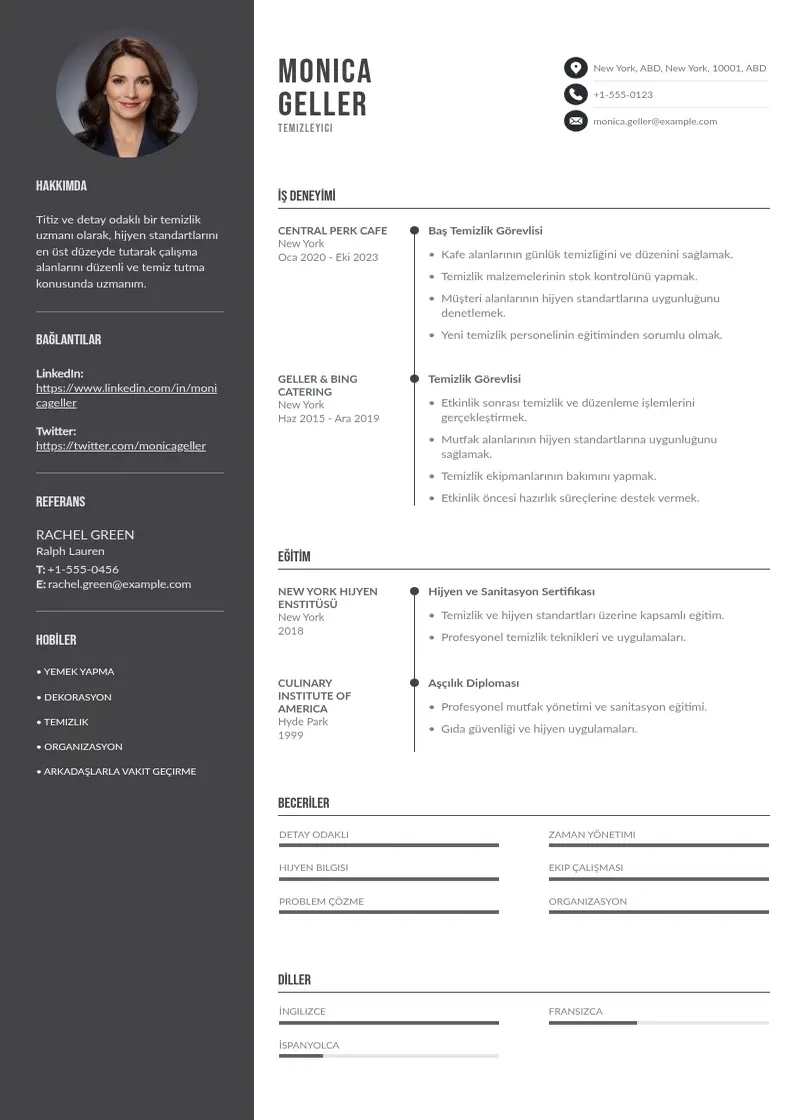 Divu kolonnu temizleyici  CV piemērs