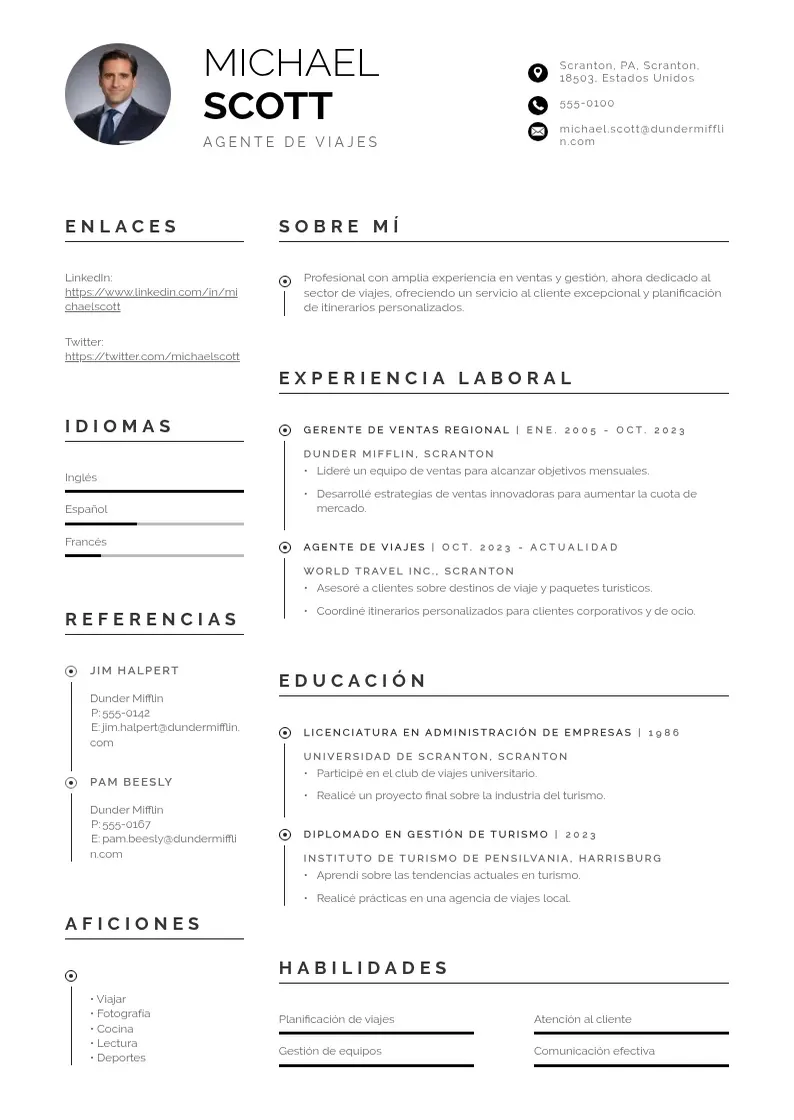 two column curriculum-de-agente-de-viajes resume example
