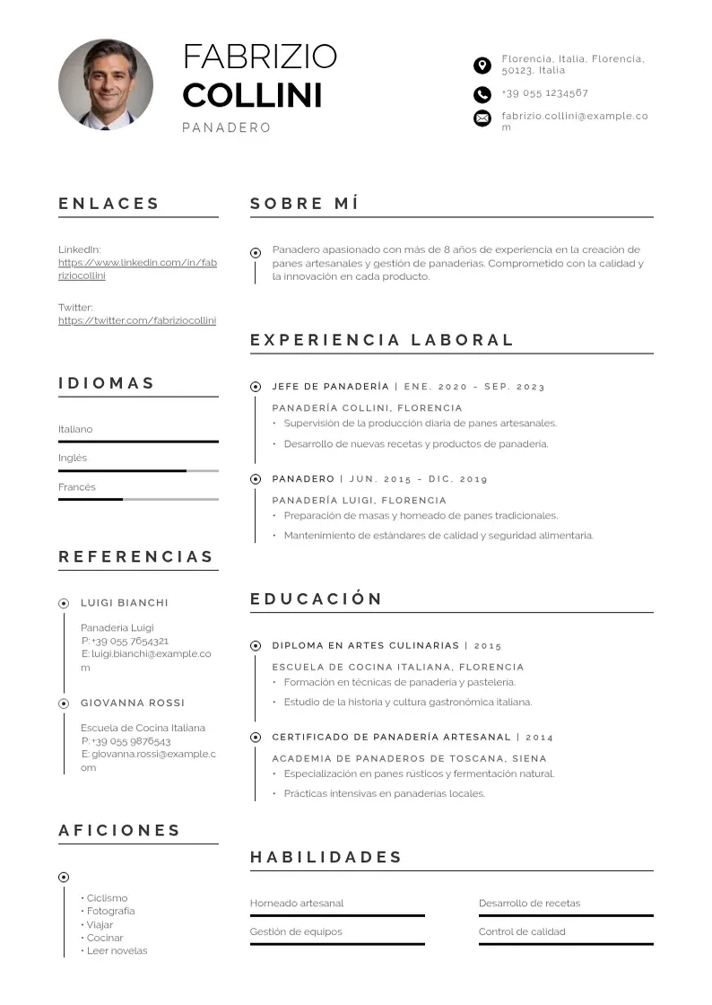 two column cv-panadero resume example