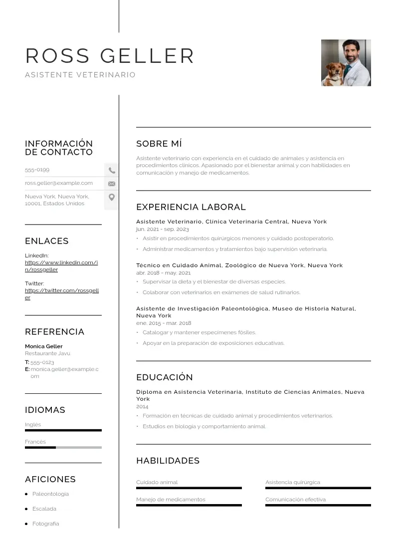 two column cv-asistente-veterinario resume example