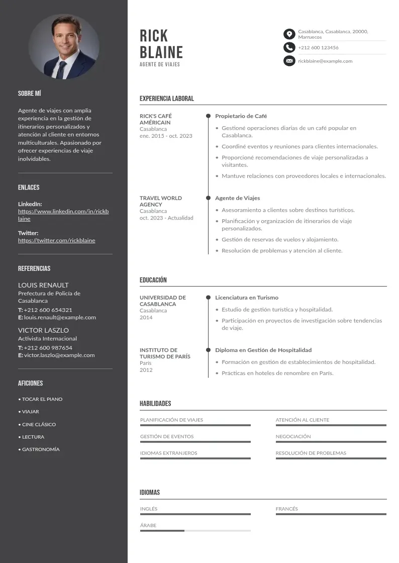 two column curriculum-de-agente-de-viajes resume example