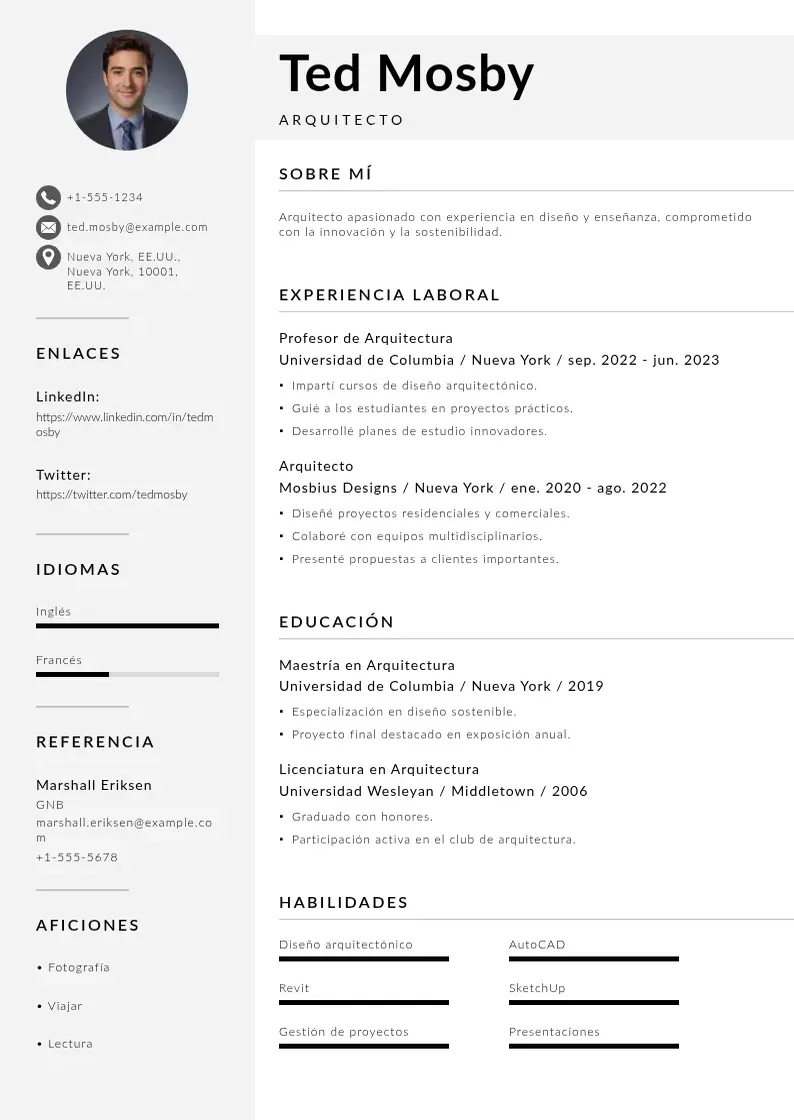 two column curriculum-recien-graduado resume example