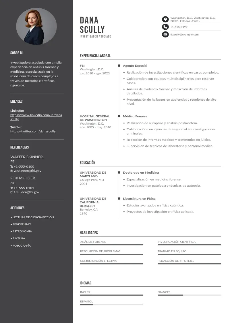 two column investigador-asociado resume example