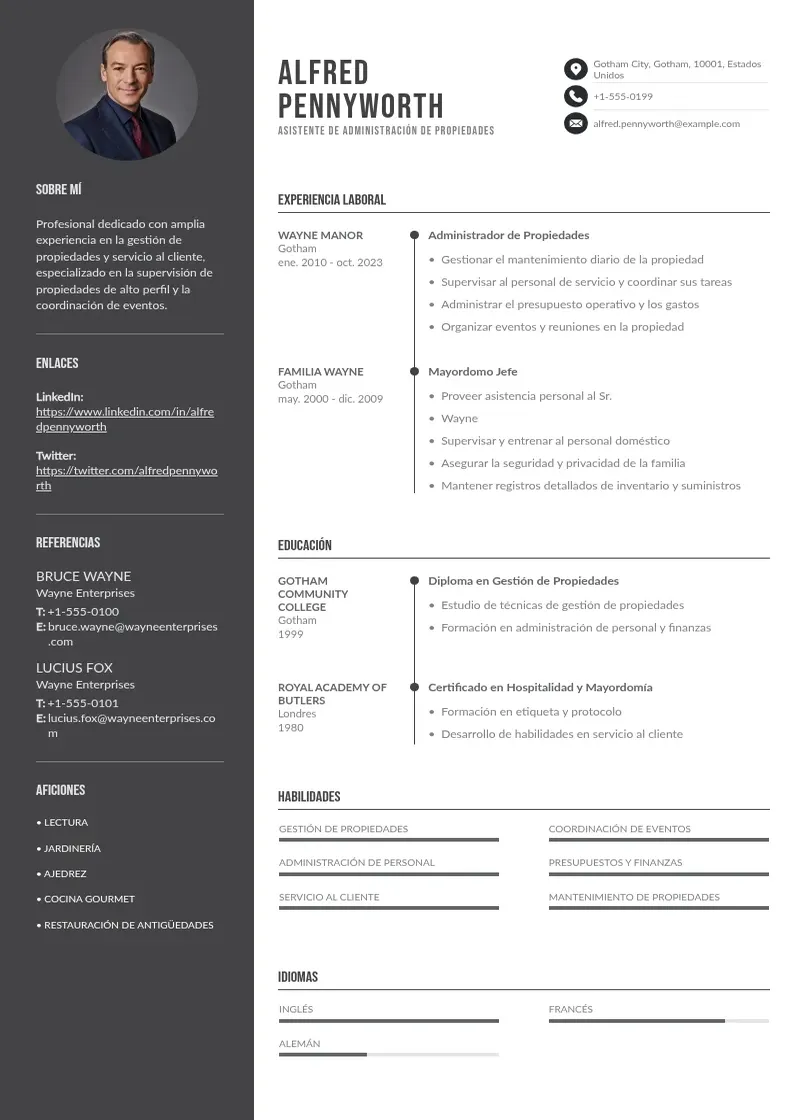 two column cv-asistente-de-administracion-de-propiedades resume example