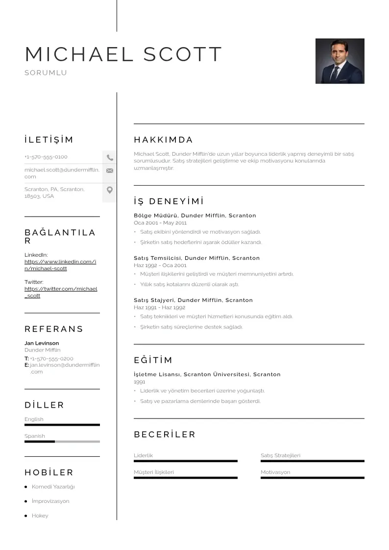 Vienkārša Sorumlu  CV piemērs