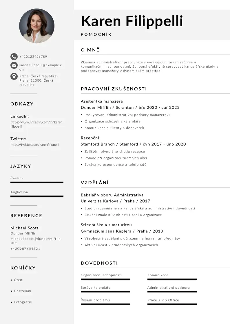 Mūsdienīga Zivotopis pomocnik CV veidne