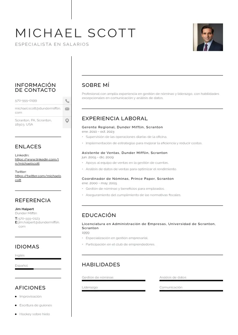 two column cv-especialista-en-salarios resume example