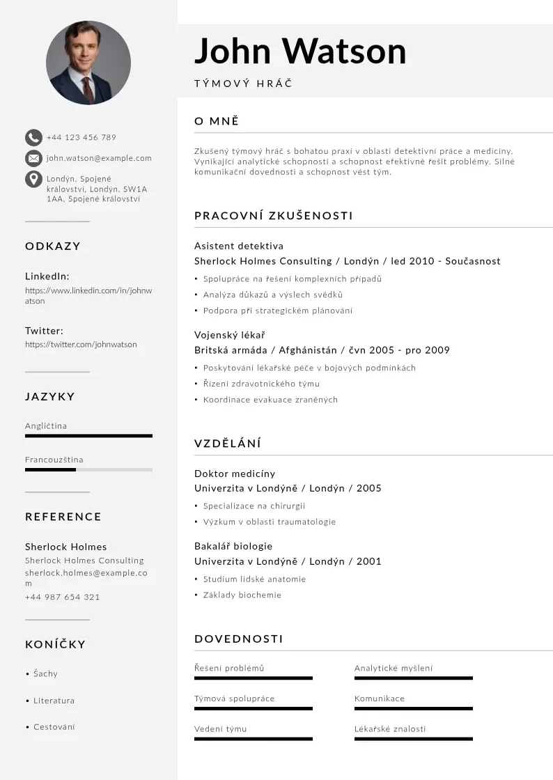 Mūsdienīga Tymovy hrac zivotopis CV veidne