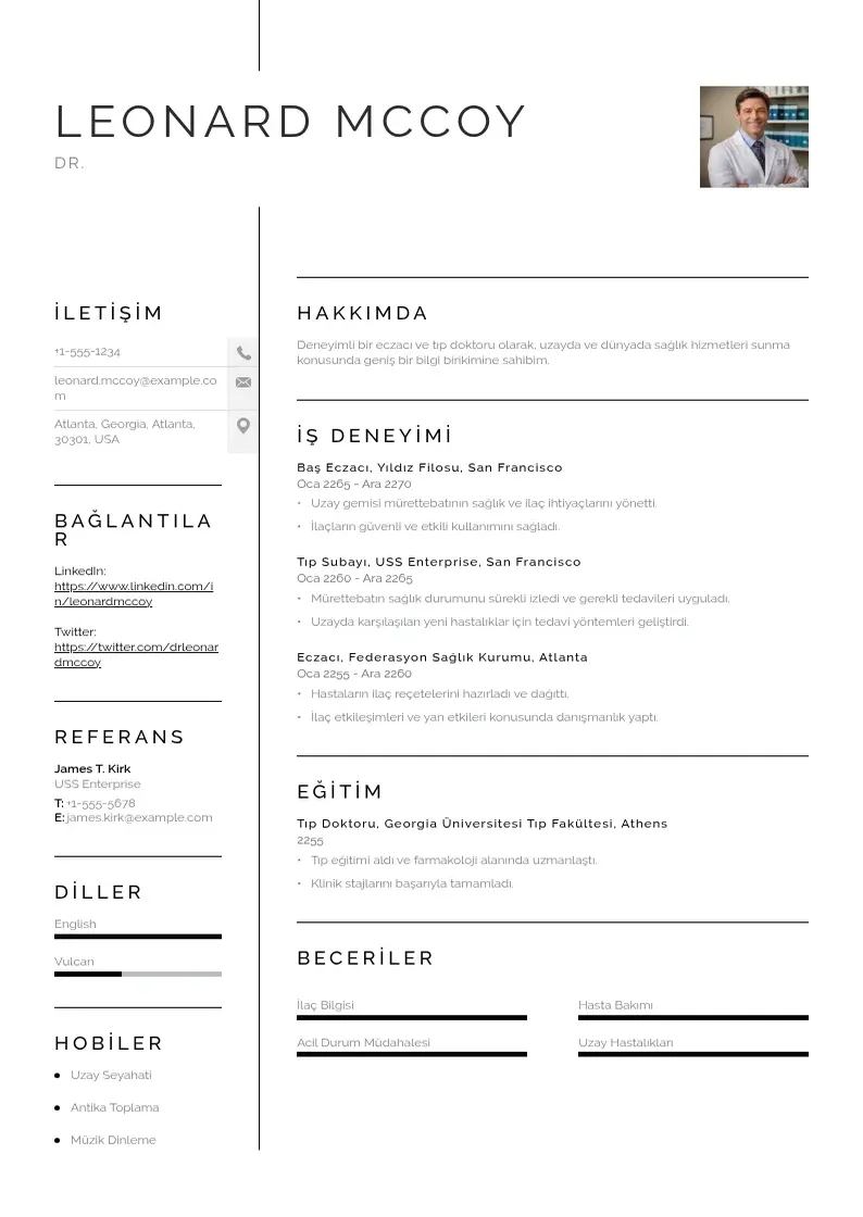 Vienkārša Eczaci CV piemērs