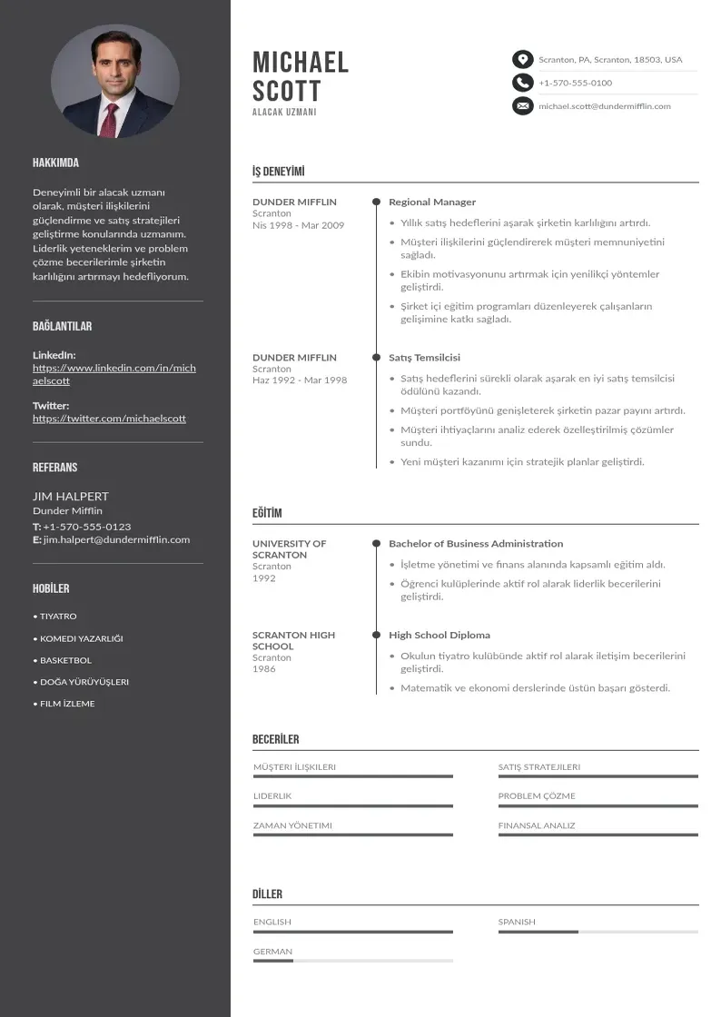Divu kolonnu Alacak Uzmanı  CV piemērs