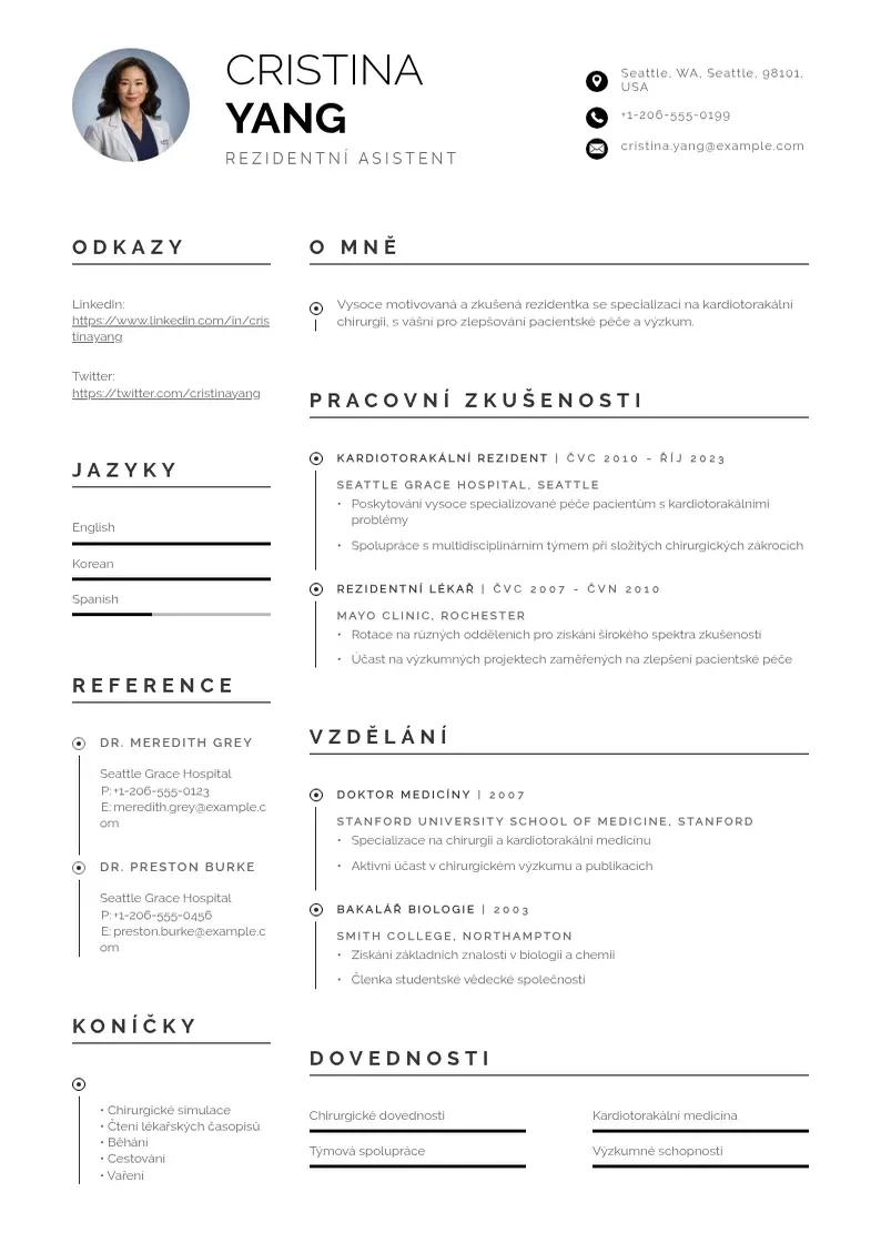 Profesionāla Rezidentni asistent zivotopis CV veidne