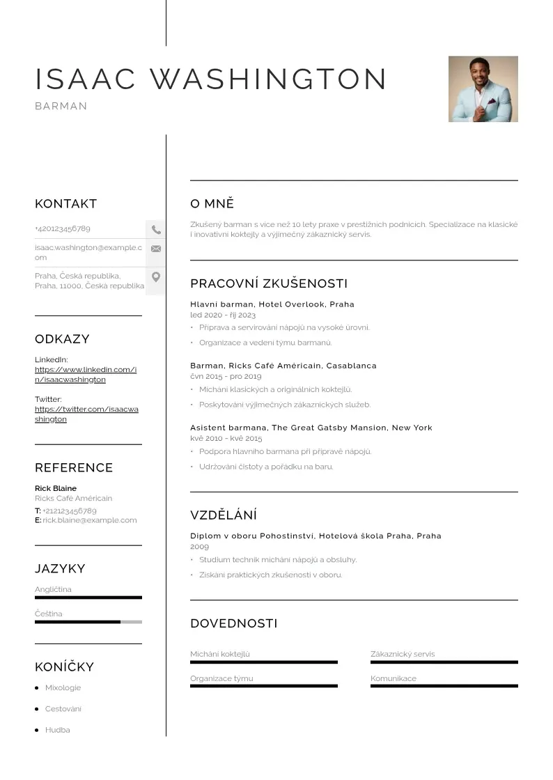 Vienkārša Barman zivotopis CV piemērs