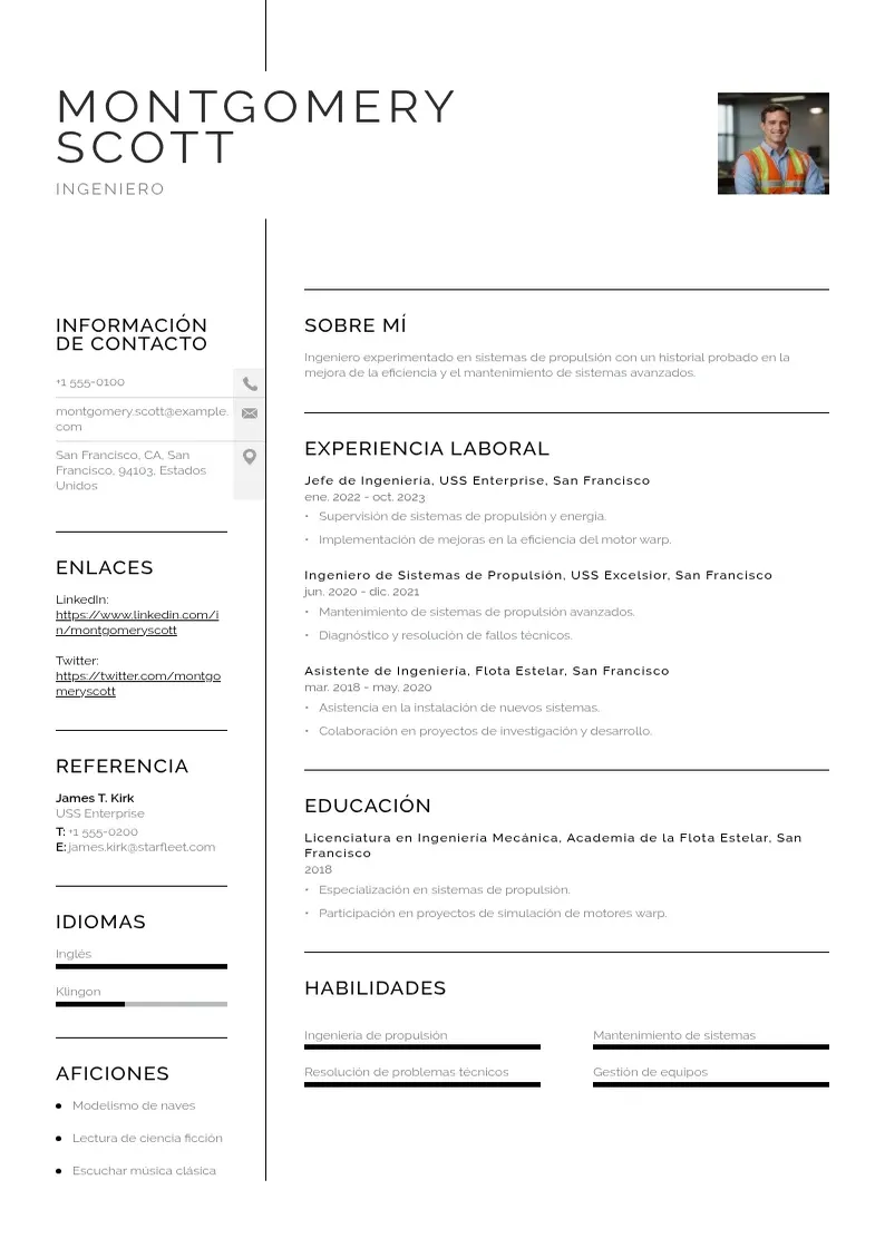 two column curriculum-de-ingeniero resume example