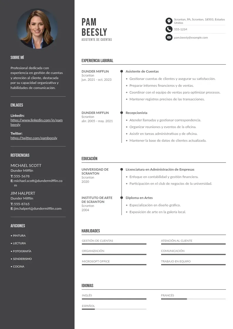 two column cv-asistente-de-cuentas resume example