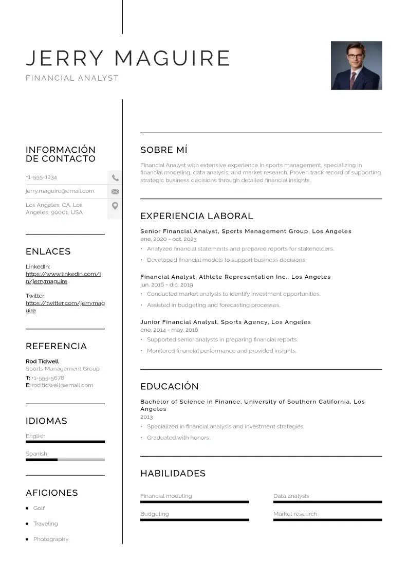 two column curriculum-de-analista-financiero resume example