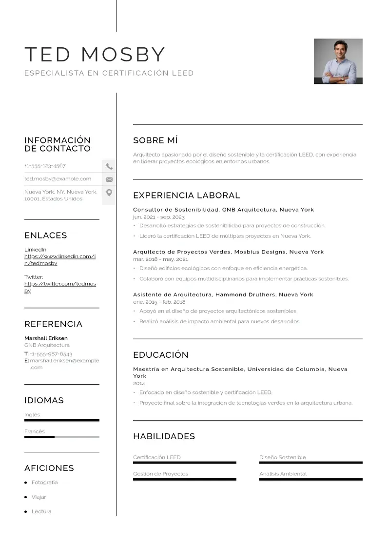 two column especialista-en-certificacion-leed resume example