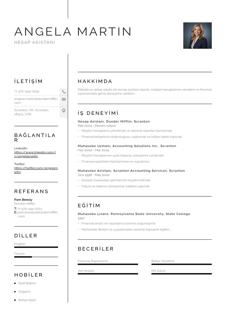 Vienkārša Hesap Asistanı  CV piemērs
