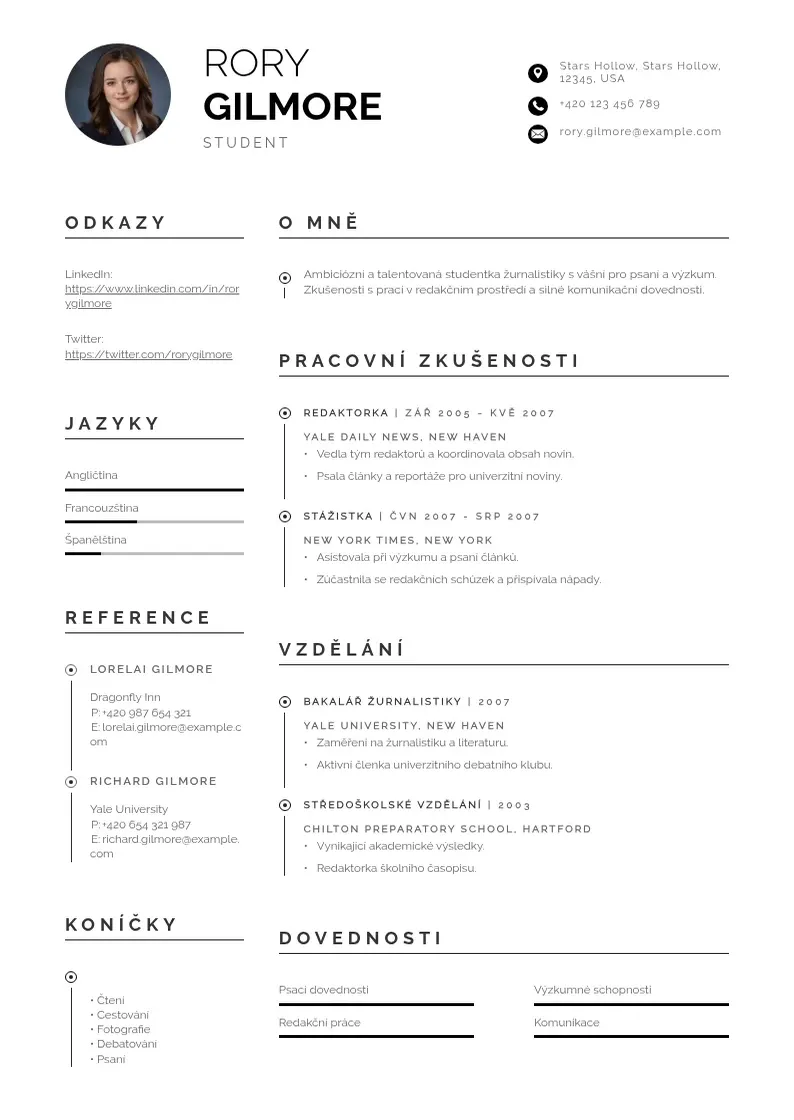 Profesionāla Studentsky zivotopis CV veidne