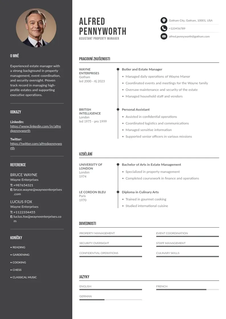 Divu kolonnu Asistent spravy majetku zivotopis CV piemērs