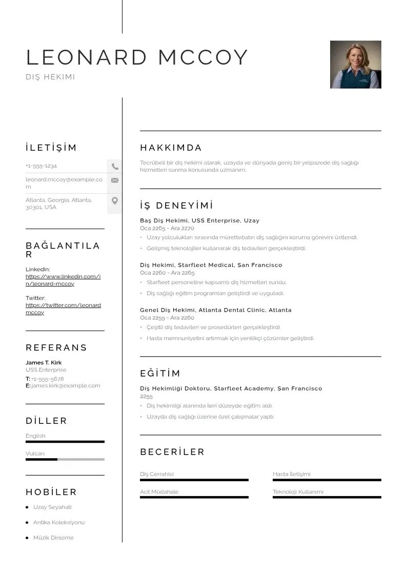 Vienkārša Dis hekimi CV piemērs