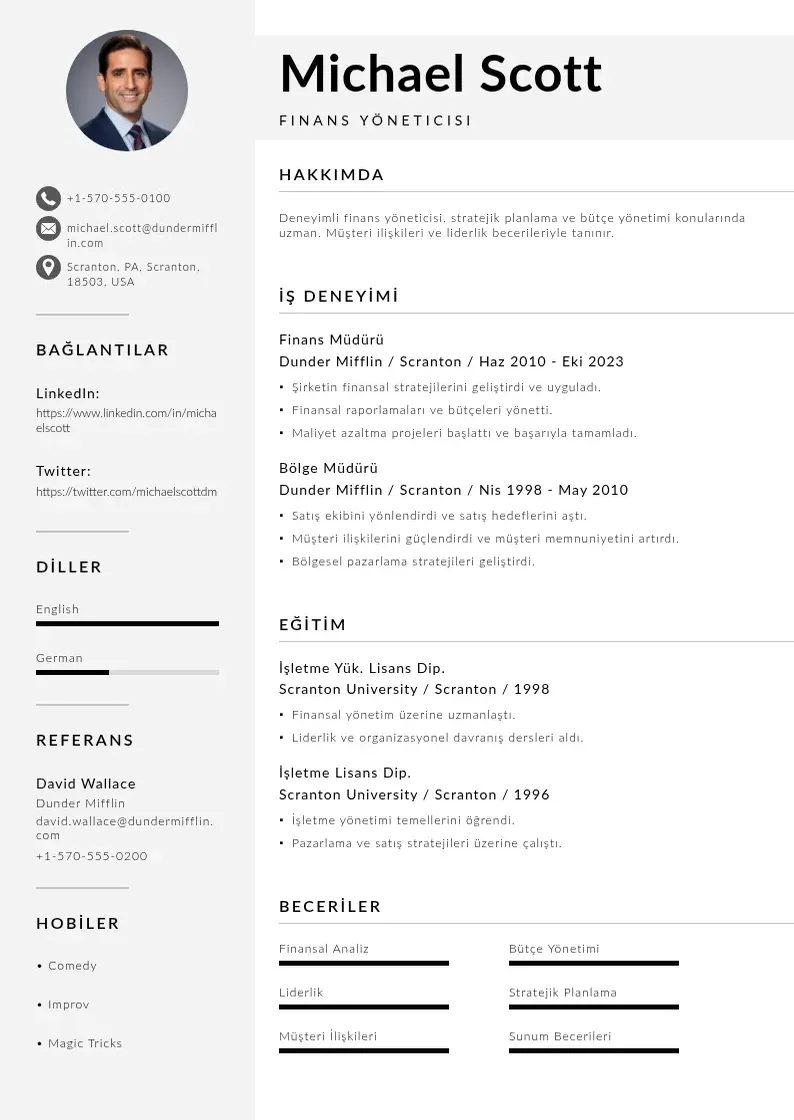 Mūsdienīga Finans yöneticisi  CV veidne