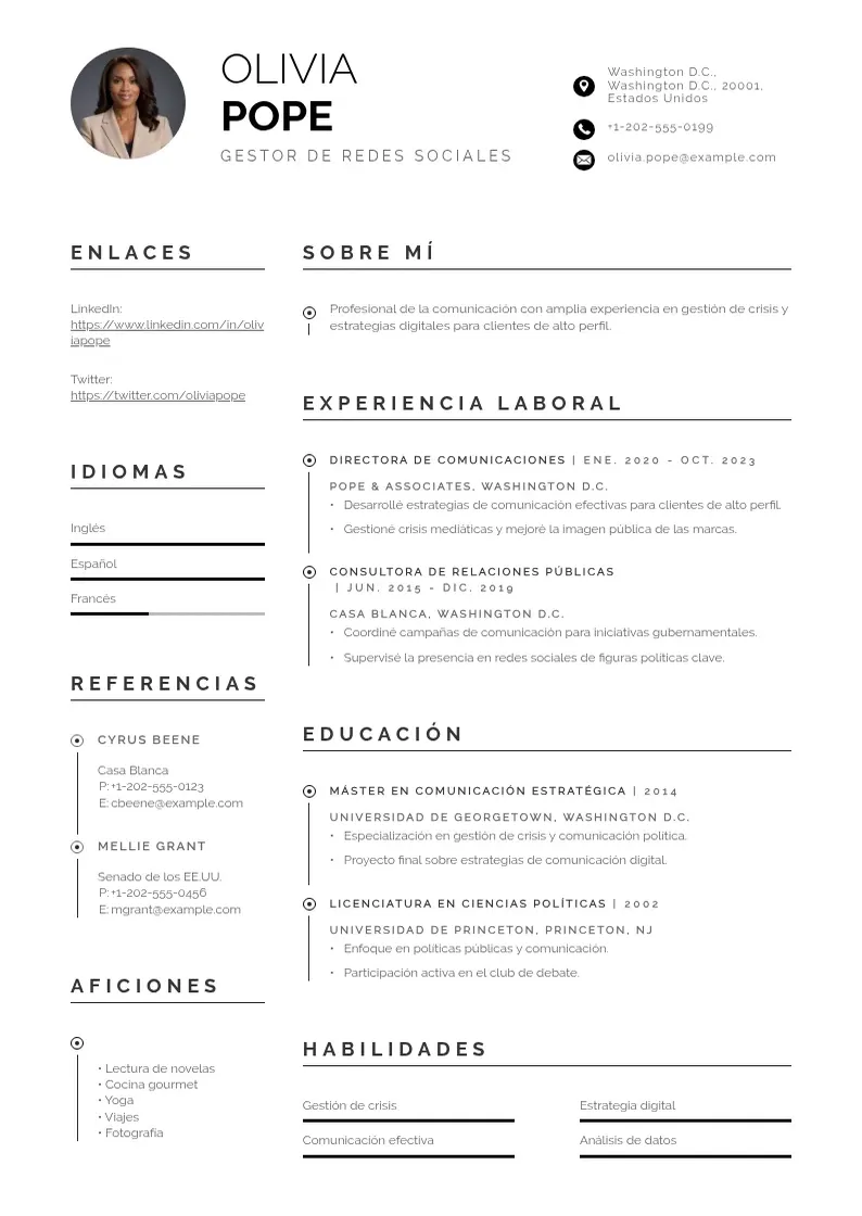 two column gestor-a-de-redes-sociales resume example