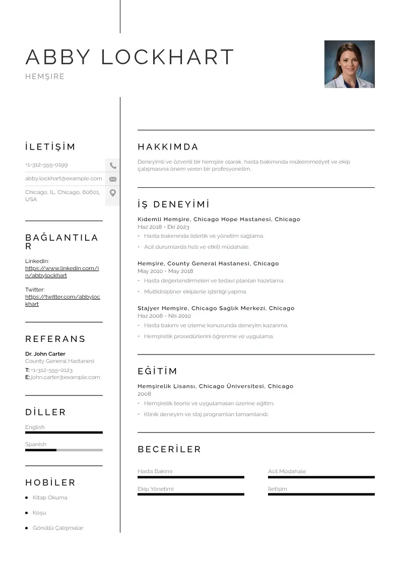 Vienkārša Hemsire CV piemērs