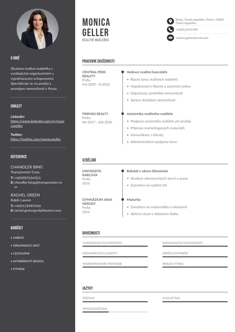 Divu kolonnu Realitni kancelar zivotopis CV piemērs