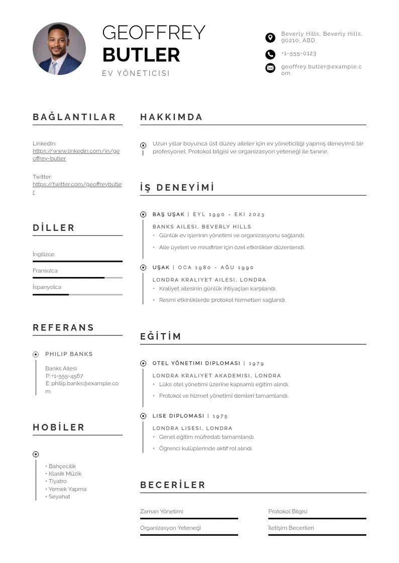 Profesionāla Ev yöneticisi  CV veidne