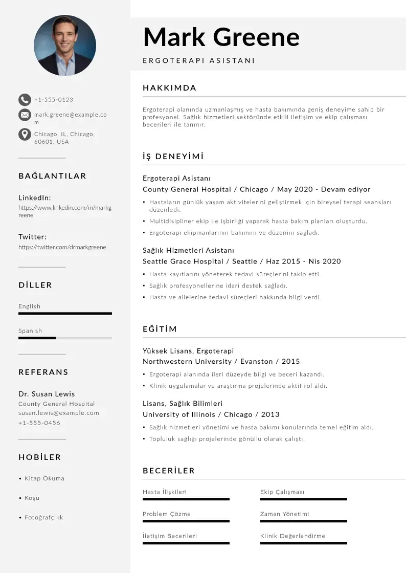 Mūsdienīga Ergoterapi Asistanı  CV veidne