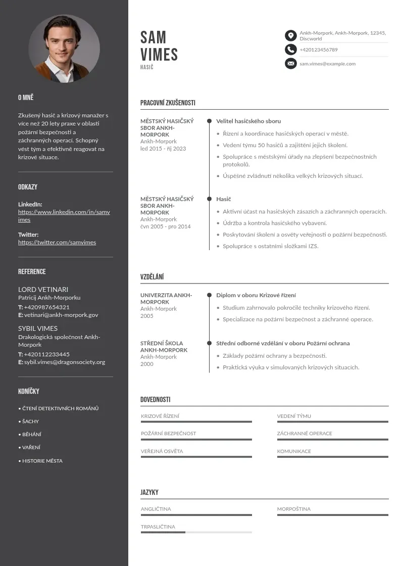 Divu kolonnu Hasic zivotopis CV piemērs