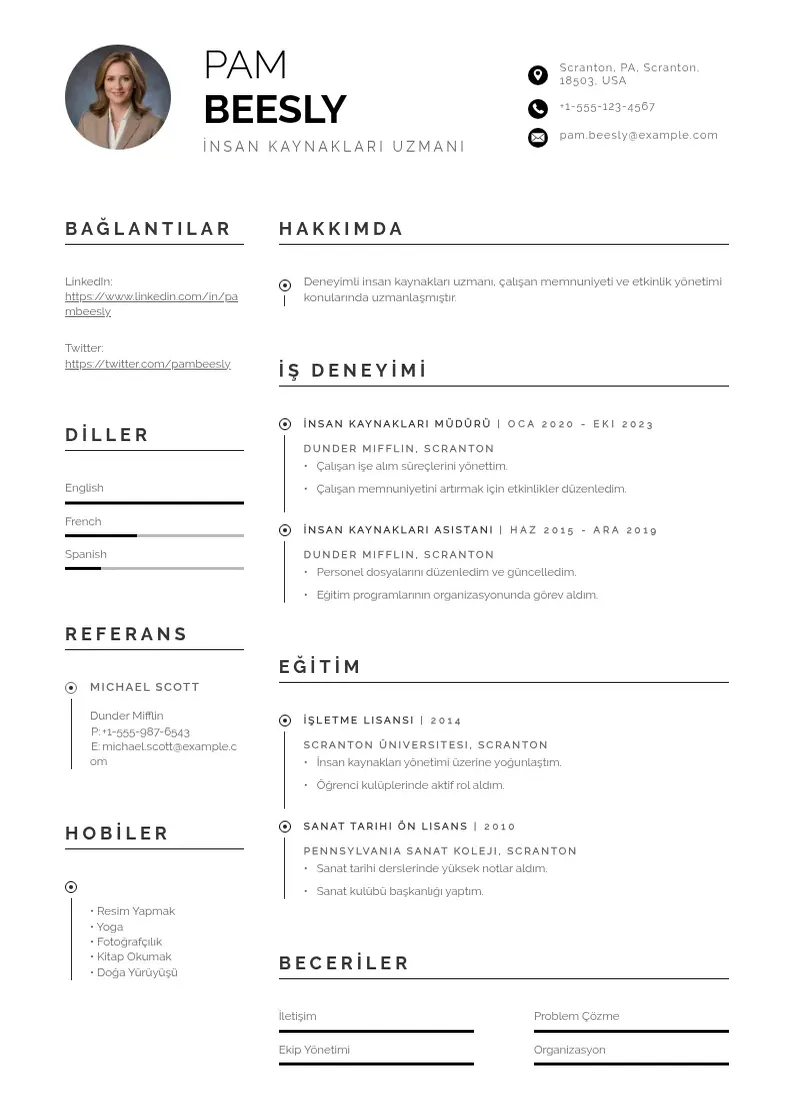 Profesionāla Insan kaynaklari CV veidne