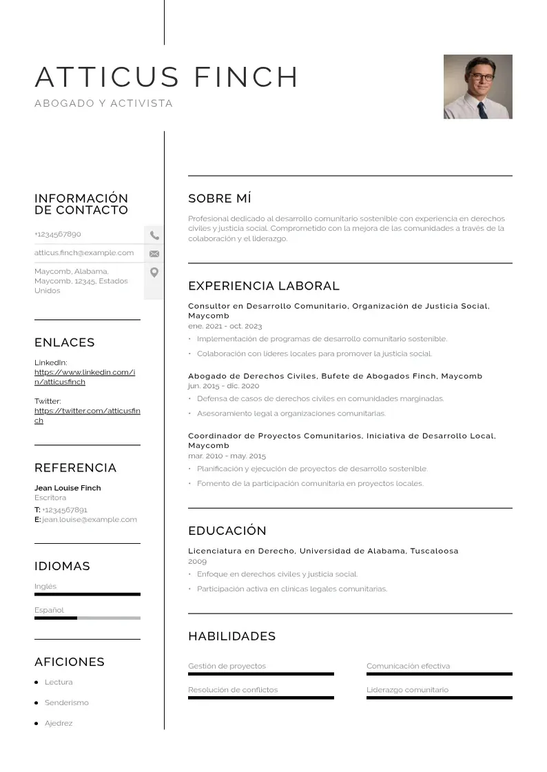 two column especialista-en-desarrollo-comunitario-sostenible resume example