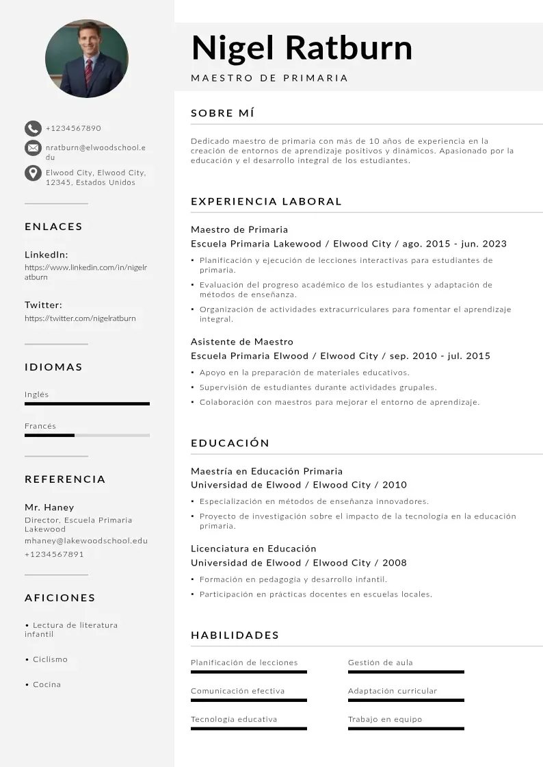 two column cv-maestro-de-primaria resume example