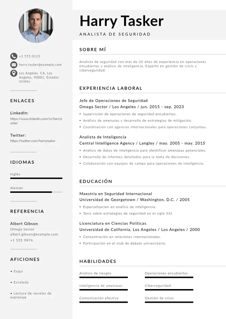 two column curriculum-de-analista-de-seguridad resume example
