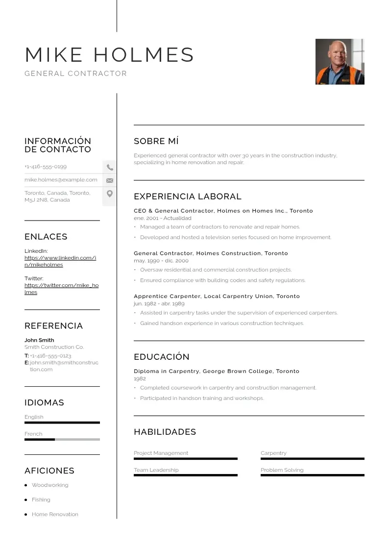 two column cv-contratista-general resume example