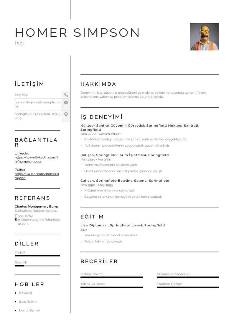 Vienkārša işçi  CV piemērs