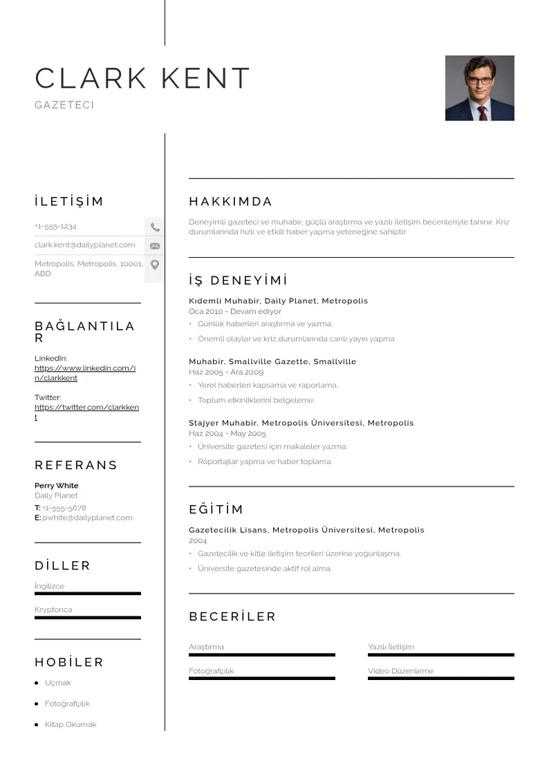 Vienkārša Gazeteci CV piemērs