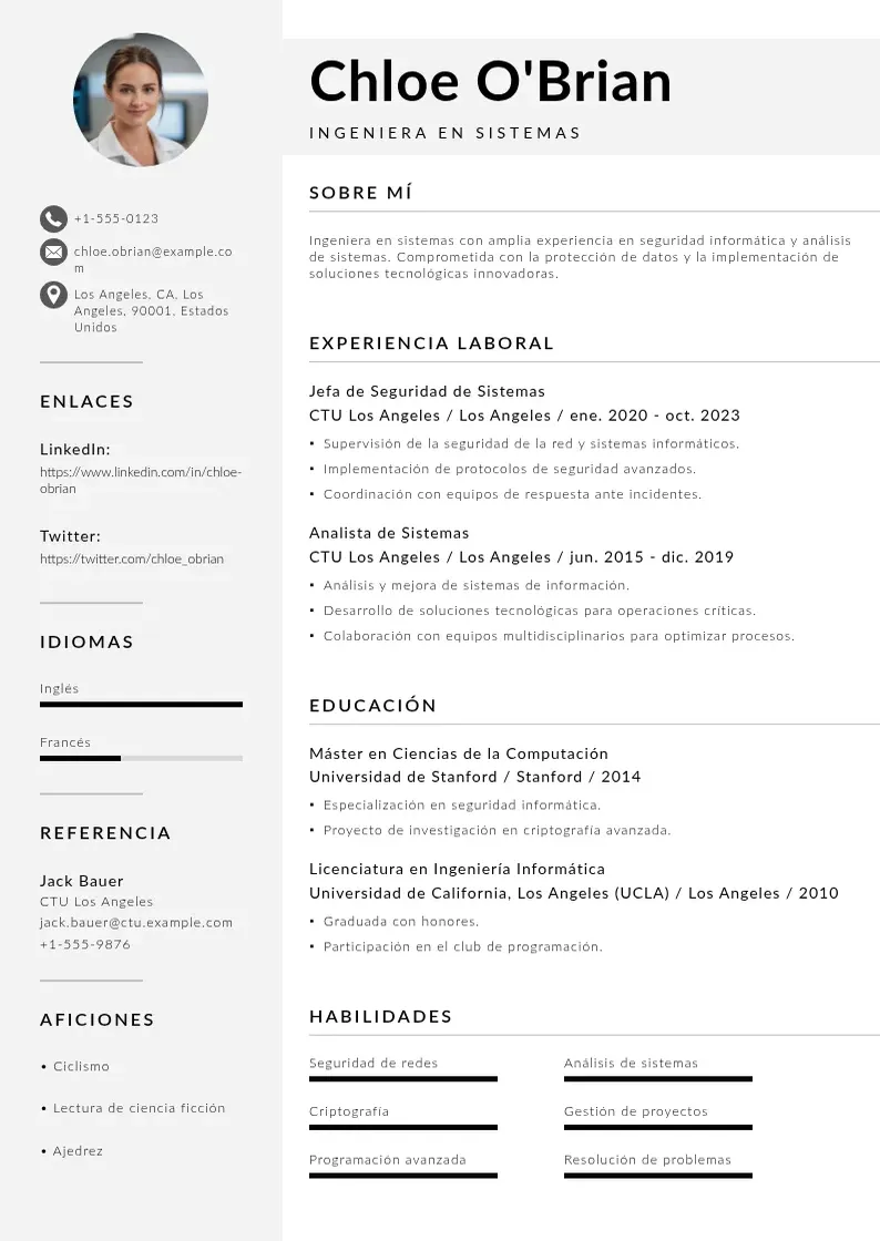 two column ingeniero-en-sistemas resume example