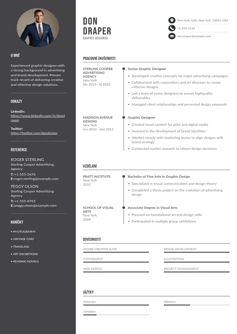 Divu kolonnu Grafik zivotopis CV piemērs