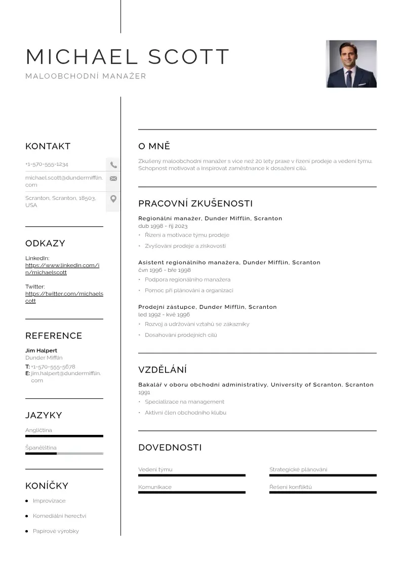 Vienkārša Maloobchodni manazer zivotopis CV piemērs