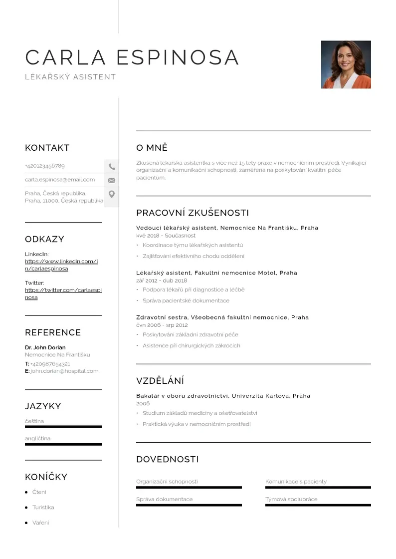 Vienkārša Lekarsky asistent zivotopis CV piemērs
