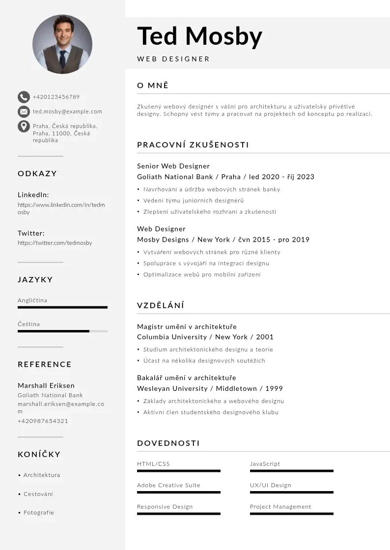 Mūsdienīga Web designer zivotopis CV veidne