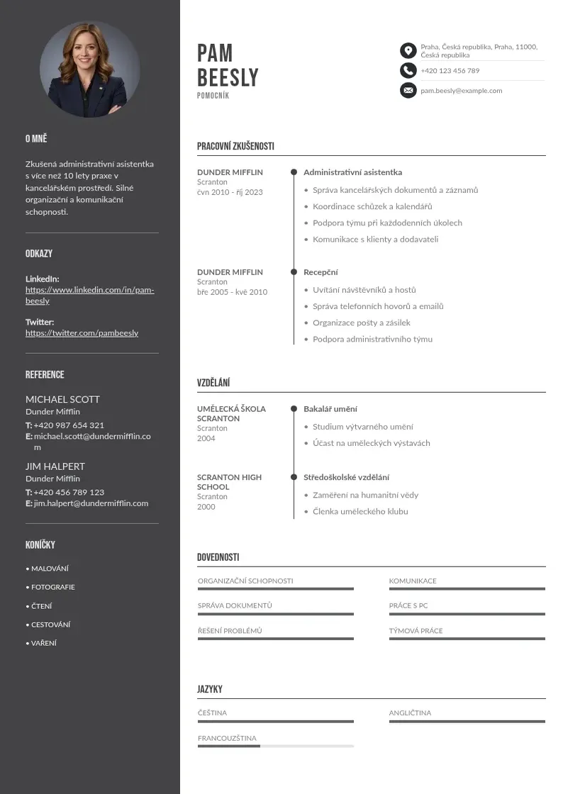 Divu kolonnu Zivotopis pomocnik CV piemērs