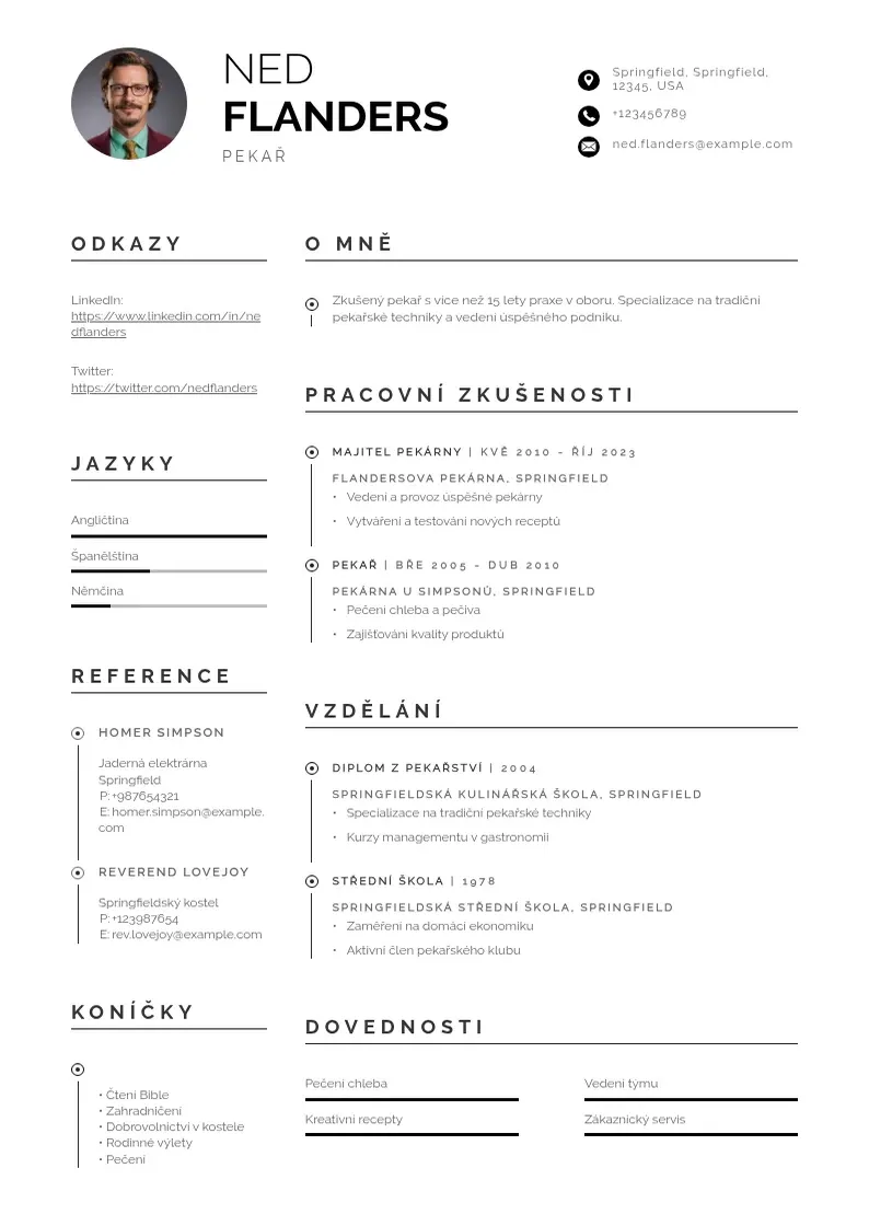 Profesionāla Pekar zivotopis CV veidne