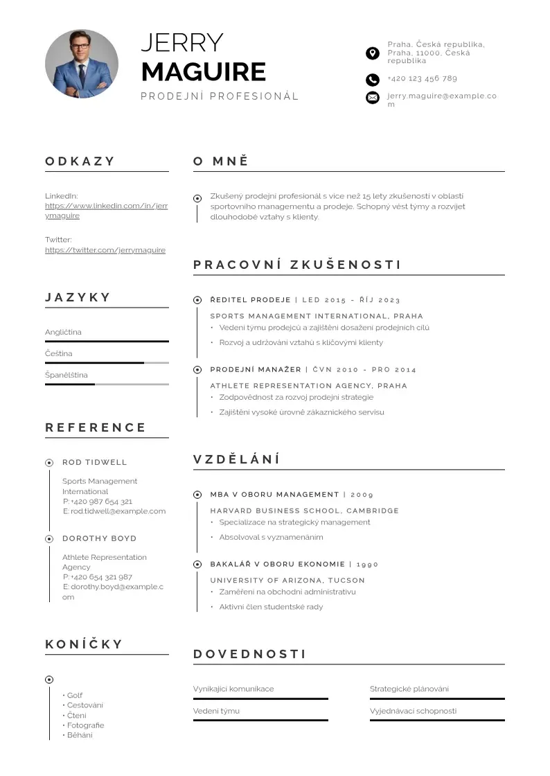 Profesionāla Prodejni profesional zivotopis CV veidne