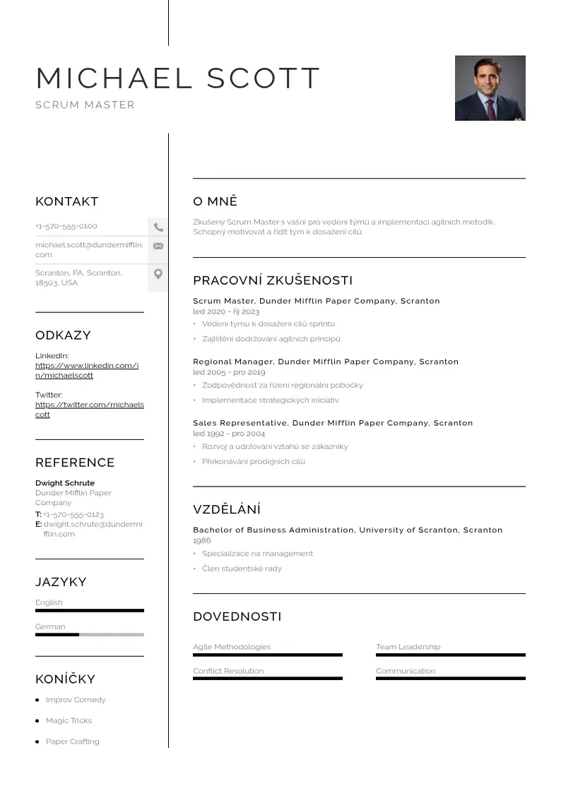 Vienkārša Scrum mastera zivotopis CV piemērs